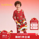 巴拉巴拉秋衣秋褲套裝蛇年男女童保暖內衣小童本命年紅色睡衣208125169201