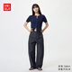 優(yōu)衣庫常規款女裝針織廓形長(cháng)褲/彎刀鐮刀褲子483722 482287 482287/69藏青色 M