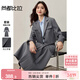 尚都比拉格雷系職場(chǎng)套裝女秋季一?？燮今g領(lǐng)短款西裝外套配顯瘦A字半身裙