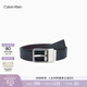 Calvin KleinJeans【情人節禮物】男商務(wù)休閑紳士風(fēng)ck光面皮革針扣皮帶腰帶