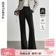 尚都比拉冬季休閑褲女加絨加厚松緊腰顯瘦微喇叭褲長(cháng)褲