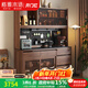 格雅木語(yǔ)黑胡桃木餐邊柜洞洞板儲物收納柜靠墻輕奢高柜廚房餐廳巖板酒柜 1.5m餐邊柜+收納洞板+電力導軌