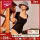 速比濤（Speedo）泳衣女小黑裙系列禮服前胸設計性感露背溫泉短袖連體泳衣 黑色 36