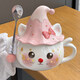 小野七天馬克杯女生高顏值辦公室幽靈水杯生日禮物特別好看的貓咪陶瓷杯子 魔法貓粉色帽子（禮盒裝） 450ml