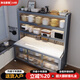 凈戈廚房巖板餐邊柜一體靠墻收納柜櫥柜碗柜加厚板材置物柜防塵儲物柜 雅灰-五層【高157長(cháng)100】碳鋼臺 送貨入戶(hù)-客服一對一指導安裝
