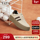 他她（TATA）加絨復古板鞋女平底德訓鞋女款休閑鞋女鞋春秋新款W9B01AM4 杏/啡 37