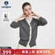 Navigare意大利小帆船純羊毛女士毛衣秋冬寬松V領(lǐng)開(kāi)衫假兩件保暖羊毛衫女 暗巖灰/白 M