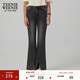 Teenie Weenie小熊秋季簡(jiǎn)約時(shí)髦提臀微喇牛仔褲修身時(shí)髦長(cháng)褲復古女 黑色 XS (155)