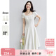 尚都比拉優(yōu)雅氣質(zhì)兩袖長(cháng)A字連衣裙女夏季收腰顯瘦短袖裙吊帶裙白色中長(cháng)裙