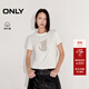 ONLY2025夏季新款休閑可愛(ài)印花純棉圓領(lǐng)短袖正肩T恤女|125301020 A43奶油白色 L