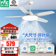 雷士（NVC）吊扇燈電風(fēng)扇燈大風(fēng)扇客廳餐廳飯廳臥室電扇吊扇帶燈扇一體黑白 力薦【60瓦白】超大尺寸/變頻6檔