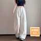 棠暖白色工裝褲女2026年春夏薄款高腰顯瘦闊腿褲子美式寬松運動(dòng)休閑褲 白色 S 建議體重85-99斤