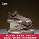 Lee男鞋春季新款休閑鞋厚底高幫鞋潮牌運動(dòng)板鞋懶人免系帶套腳鞋子男 咖啡色 41 【偏大/請拍小一碼】
