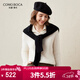 科蒙博卡2024秋冬高端純色紅色山羊絨衫女翻領(lǐng)加厚絞花針織毛衣 云白色 XL