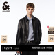杰克·瓊斯（JACK&JONES）春季寬松舒適男士時(shí)尚潮字母刺繡機車(chē)皮衣夾克外套男裝224410005 E40黑色 M 175