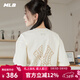 MLB官方 短袖t恤女裝復古老花背標男女同款休閑上衣春季新款半袖 紐約洋基隊0653/奶油色 XS 160/84A