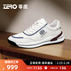 零度Zero運動(dòng)鞋男新款頭層牛皮休閑男鞋時(shí)尚舒適低幫緩震回彈慢跑鞋男 白藍 40 拍比運動(dòng)鞋小一碼