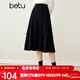 百圖betu女裝秋冬新款半身裙法式百褶高腰顯瘦A字針織裙女2310T76 黑色 M