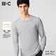 優(yōu)衣庫男裝HEATTECH EXTRA WARM混紡圓領(lǐng)T恤9分袖9%羊絨481441 481441/03灰色 L