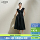 艾諾絲雅詩(shī)【商場(chǎng)同款】2025夏季新品抽褶收腰氣質(zhì)連衣裙高腰小黑裙40519019 黑色 L