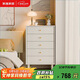 家逸實(shí)木五斗柜臥室床尾柜客廳儲物柜靠墻收納柜子多功能斗櫥奶油白