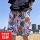 沙灘褲男夏季速干寬松短褲男海邊度假休閑五分褲男士短褲 向日葵短褲 XL 110-125斤