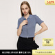 moussy&sly早秋新款多色簡(jiǎn)約通勤風(fēng)拉鏈修身針織上衣030GAZ80-3450 混合藍色117 均碼