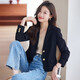簡(jiǎn)蜓黑色西裝外套女春秋2026新款高級感小個(gè)子流行休閑短款西服上衣 單件黑色西裝 L 【建議100-109斤】