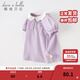 戴維貝拉（DAVE＆BELLA）兒童t恤夏裝新款女童POLO衫中大童上衣洋氣花邊領(lǐng)衣服童裝 煙紫色【現貨】 90 cm（建議身高80-90cm）