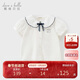 戴維貝拉女童短袖襯衫夏裝中大童學(xué)院風(fēng)襯衣兒童棉上衣