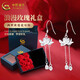 中國黃金（CHINA GOLD）足銀耳鉤女款花朵耳環(huán)兩世歡蓮花耳墜飾品婦女節禮物送女友愛(ài)人 【玫瑰禮盒】?jì)墒罋g蓮花耳鉤