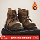 馬登男士馬丁靴英倫風(fēng)蠟面工裝靴秋冬加絨高幫真皮沙漠靴復古男鞋子 黃棕色 42 (260mm)