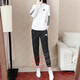 阿迪達斯（adidas）女子梭織運動(dòng)套裝 春夏快干健身訓練服簡(jiǎn)約潮流時(shí)尚透氣休閑衣褲 白色防風(fēng)衣+束腳長(cháng)褲/兩件套 S