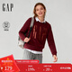 蓋璞Gap男女裝2025冬季新款紅色新年抓絨衛衣美版800444
