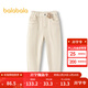 巴拉巴拉童裝女童褲子冬裝加絨牛仔長(cháng)褲兒童舒適蘿卜褲復古休閑潮 米白10301 160