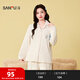 三福（SANFU）女冬季海島絨抗靜電睡衣套裝 趣味圖案寬松家居服508321 奶油白 S