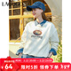 LAGOGO美式休閑慵懶風(fēng)衛衣女拉女谷谷春秋款圓領(lǐng)休閑百搭舒適上衣 米白色(V2) S