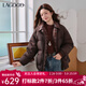 LAGOGO棕格暖頌短款羽絨服女拉谷谷2025冬新款格紋翻領(lǐng)流行厚外套 咖啡色 L