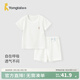 童泰（TONGTAI）嬰兒內衣套裝夏季純棉寶寶衣服兒童薄款家居服內衣短袖短褲 白色 80 cm