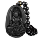 蕓生閣 十二生肖黑曜石本命佛守護神屬相吉祥物玉墜吊墜項鏈情侶飾品阿彌陀佛文殊普賢大日如來(lái)首飾 小號（均號）-文殊菩薩-屬兔