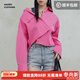 馬登設計感多巴胺長(cháng)袖襯衫前短后長(cháng)寬松慵懶襯衣輕量有型百搭上衣女 亮粉色 M