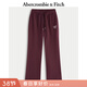 Abercrombie & Fitch美式百搭LOGO顯瘦微喇抓絨運動(dòng)衛褲長(cháng)褲25秋冬女裝147-5116 酒紅色 XS (160/66A) 偏大偏長(cháng)，建議小一碼