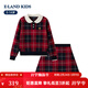 E·LAND KIDS童裝女童套裝2025年秋新品學(xué)院風(fēng)格子針織衫半身裙 Red紅色/20 160