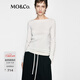 MO&Co.針織衫2025冬新品含羊毛吸光發(fā)熱解構船領(lǐng)修身簡(jiǎn)法刺繡MBE4SWTT05 米白色 S /160