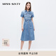 MISS SIXTY牛仔連衣裙女純棉短袖襯衫裙復古優(yōu)雅通勤 藍色 XS