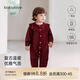 babylove女寶寶連體衣春秋季羊毛針織圣誕哈衣爬服新年紅色衣服 煙紅 90cm