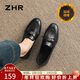 ZHR平底單鞋女英倫風(fēng)軟底加絨樂(lè )福皮鞋女通勤一腳蹬女鞋EH208A黑色37
