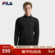 FILA 斐樂(lè )官方男子針織長(cháng)袖衫冬季新款時(shí)尚休閑半拉鏈基礎長(cháng)T 正黑色-BK XL 180/100A/XL