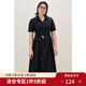 獨束大碼女裝簡(jiǎn)約垂感V翻領(lǐng)連衣裙2025夏裝新款優(yōu)雅氣質(zhì)通勤裙子 氣質(zhì)黑 2XL （尺碼：4）