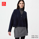 優(yōu)衣庫女裝舒芙蕾針織短開(kāi)衫/外套空調衫通勤478339 69 藏青色 L /160/88A